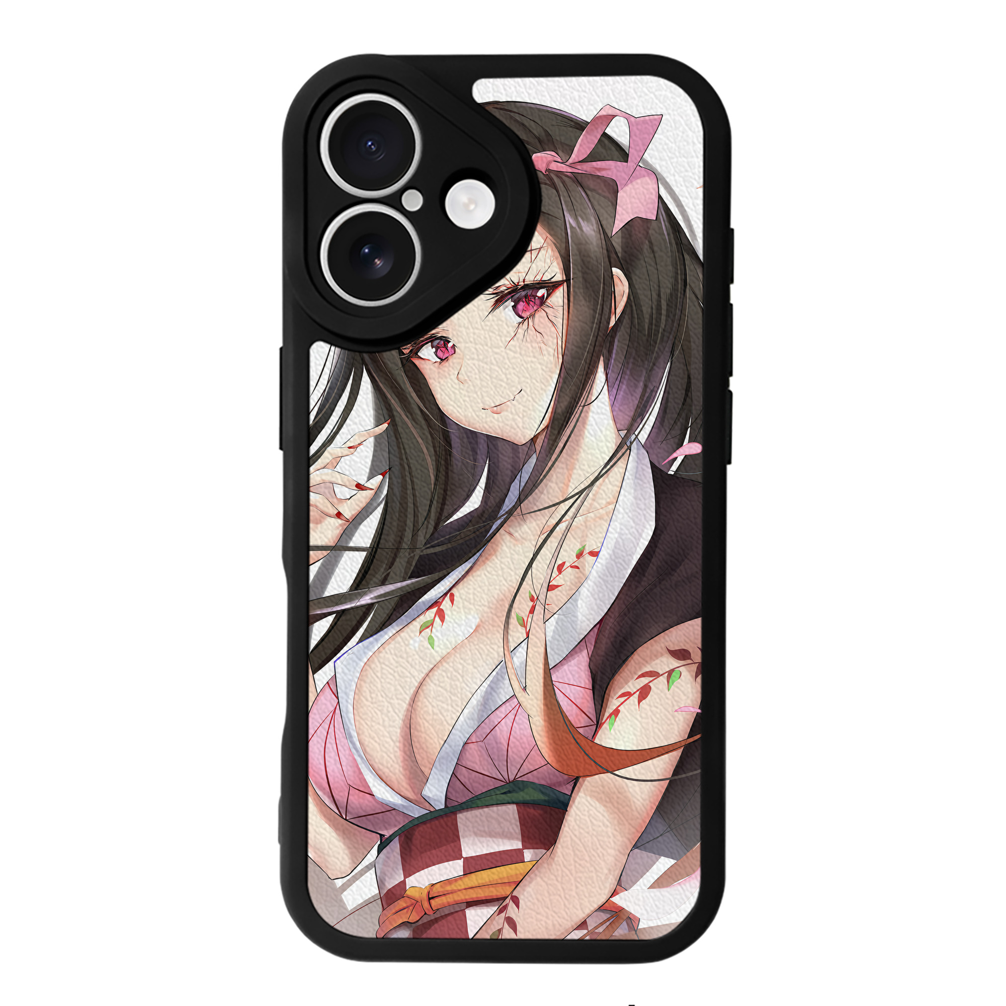 （画像用） 鬼滅の刃（きめつのやいば）竈門 禰󠄀豆子／かまど ねずこ Kamado Nezuko 【iPhone 16シリーズ対応】シリコンスマホケース（レザー調） 材質：シリコン